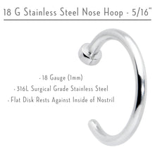Load image into Gallery viewer, 18G 5/16 Stainless Steel Nose Hoop