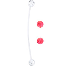 Load image into Gallery viewer, Pregnant Belly Button Ring Clear and Pink Glitter Pack Set