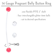 Load image into Gallery viewer, Pregnant Belly Button Ring Clear and Pink Glitter Pack Set
