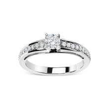 Load image into Gallery viewer, 14K White Gold 1/2 Cttw Diamond Solitaire Pave Set Engagement Ring (G-H Color, VS2-SI1 Clarity) - Size 7