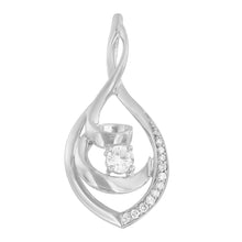 Load image into Gallery viewer, 10K White Gold 1/4 Cttw Brilliant-Cut Round Diamond Spiral Link 18" Pendant Necklace (I-J Color, I2-I3 Clarity)