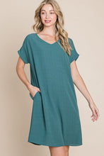 Load image into Gallery viewer, V-Neck Short Sleeve Dress with Pockets β Casual, Comfortable, Stylish and Practical V-Neck Dress with Convenient Pockets for Effortless Chic
