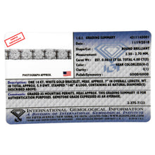 Load image into Gallery viewer, IGI Certified 5.0 Cttw Cut Diamond 14K White Gold Classic 7†Tennis Bracelet (H-I Color, I1-I2 Clarity)
