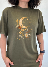 Load image into Gallery viewer, Celestial Moon Boho Flowers Vintage Unisex Bamboo/Cotton Graphic T-Shirt