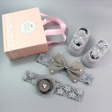 Load image into Gallery viewer, Flower Baby Girl Headband Socks Set Shoes With Crown Bows Newborn Headbands For Girls Turban Baby Hair Accessories
