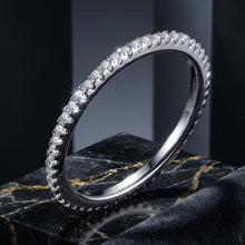 Load image into Gallery viewer, 925 Sterling Silver Platinum Plated CZ Pavé Setting Ring Size 5.0 for Women