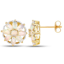Load image into Gallery viewer, 14K Yellow Gold Plated 2.70 Carat Genuine Ethiopian Opal .925 Sterling Silver Earrings