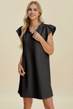 Load image into Gallery viewer, Double Take Full Size Ruffled V-Neck Cap Sleeve Dress – Ruffled V-Neck Dress, Cap Sleeve Dress, Elegant Ruffled Dress, Flattering V-Neck Dress, Stylish Full-Size Dress, Comfortable Ruffle Dress, Chic Cap Sleeve Dress
