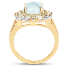 Load image into Gallery viewer, 14K Yellow Gold Plated 6.72 Carat Genuine Aquamarine and White Topaz .925 Sterling Silver Ring