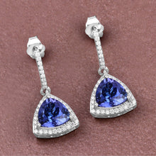 Load image into Gallery viewer, 3.86 Carat Genuine Tanzanite and White Diamond 14K White Gold Earrings