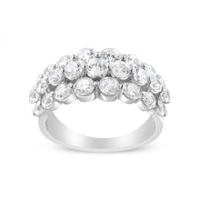 Load image into Gallery viewer, 10K White Gold 2 1/2 Cttw Round Natural Diamond 3 Row Band Ring (I-J Color, I1-I2 Clarity) - Ring Size 7