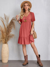 Load image into Gallery viewer, Classic Full Size V-Neck Short Sleeve Dress Casual & Comfortable Dress for Women