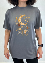 Load image into Gallery viewer, Celestial Moon Boho Flowers Vintage Unisex Bamboo/Cotton Graphic T-Shirt