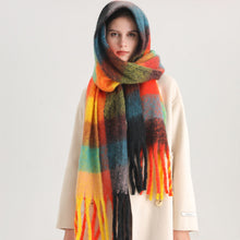 Load image into Gallery viewer, New Luxury Winter Soft Head Wraps Plaid Scarf Shawls Cashmere Warm Cashmere Scarves Rainbow For Women
