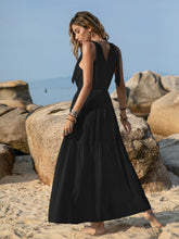 Load image into Gallery viewer, White V-Neck Tie Shoulder Maxi Dress Effortless & Flowy Summer Essential Long Girls Dress