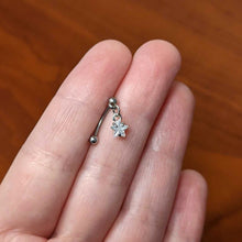 Load image into Gallery viewer, Top Down Clear Gem Dangle Star Eyebrow Ring