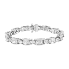 Load image into Gallery viewer, 14K White Gold 5.0 Cttw Princess Cut Diamond Invisible Set Alternating Size D Shaped Links Tennis Bracelet (H-I Color, SI2-I1 Clarity) - 7â€