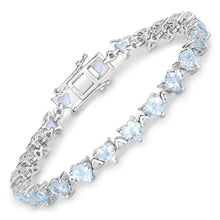 Load image into Gallery viewer, 7.71 Carat Genuine Aquamarine and White Diamond .925 Sterling Silver Bracelet