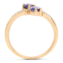 Load image into Gallery viewer, 0.51 Carat Genuine Tanzanite and White Diamond 14K Yellow Gold Ring