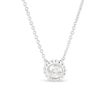 Load image into Gallery viewer, 10K White Gold 1/2 Cttw Bezel Set Round Diamond Sunflower Finish 18" Pendant Necklace (I-J Color, I1-I2 Clarity)