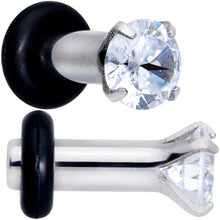 Load image into Gallery viewer, 8G Stainless Steel Clear Cubic Zirconia Single Flare Plug Set