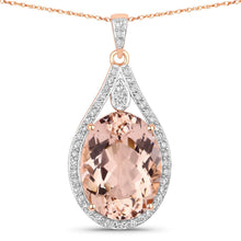 Load image into Gallery viewer, 9.31 Carat Genuine Morganite and White Diamond 14K Rose Gold Pendant
