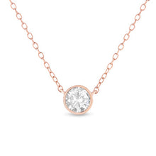 Load image into Gallery viewer, .925 Sterling Silver 1/2 Cttw Diamond Bezel 18" Pendant Necklace (I-J Color, I2-I3 Clarity)
