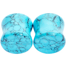 Load image into Gallery viewer, 1/2 Turquoise Natural Stone Saddle Plug Set