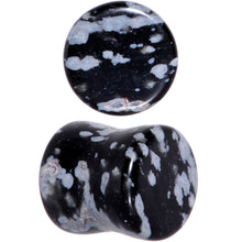 Load image into Gallery viewer, 0G Obsidian Snowflake Natural Stone Saddle Plug Set