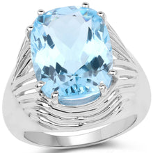 Load image into Gallery viewer, 12.10 Carat Genuine Blue Topaz .925 Sterling Silver Ring