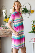 Load image into Gallery viewer, Colorful Full Size Striped Short Sleeve Mini Tee Dress Plus Size Casual Essential Summer Dress