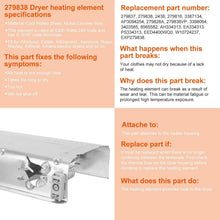 Load image into Gallery viewer, 279838 Dryer Heating Element Assembly Replacement Part
