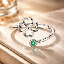 Load image into Gallery viewer, 925 Sterling Silver Four-Leaf Clover Ring with Pavé CZ - 0.15cm Width