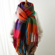 Load image into Gallery viewer, New Luxury Winter Soft Head Wraps Plaid Scarf Shawls Cashmere Warm Cashmere Scarves Rainbow For Women