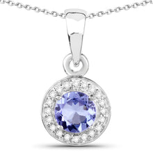 Load image into Gallery viewer, 1.05 Carat Genuine Tanzanite and White Topaz .925 Sterling Silver Pendant