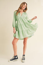 Load image into Gallery viewer, Notched Balloon Sleeve Tiered Mini Summer Dress For Women, A Chic & Trendy Statement and Comfortable Piece