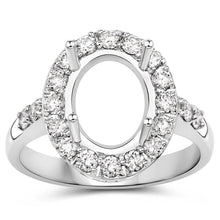 Load image into Gallery viewer, 0.60 Carat Genuine White Diamond 14K White Gold Semi Mount Ring - holds 10x8mm Oval Gemstone