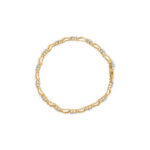 Load image into Gallery viewer, 10k Yellow Gold 2.00 Cttw Diamond Cluster and Alternating "X" Link Bracelet (I-J Color, I3 Clarity) - 7"