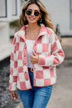 Load image into Gallery viewer, Elegant Checkered Snap Down Long Sleeve Teddy Jacket Soft & Warm Colorful Jacket