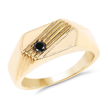 Load image into Gallery viewer, 14K Yellow Gold Plated 0.12 Carat Genuine Black Diamond .925 Sterling Silver Ring