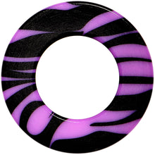 Load image into Gallery viewer, 00G Purple Black Acrylic Zebra Striped Screw Fit Tunnel Plug Set