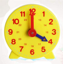 Load image into Gallery viewer, Montessori Student Learning Clock Time Teacher Gear Clock 4 Inch 12/24 Hour Plastic Mini Geared Clock, Learning Clock Classroom Kit, Clock for Kids Learning to Tell Time, Yellow Practice Clock for Kids, Teaching Clock, School Supplies