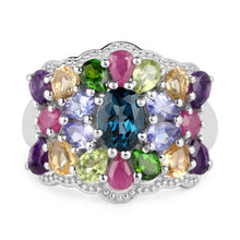 Load image into Gallery viewer, 4.02 Carat Genuine Multi Stone .925 Sterling Silver Ring