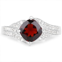 Load image into Gallery viewer, 1.67 Carat Genuine Garnet and White Topaz .925 Sterling Silver Ring