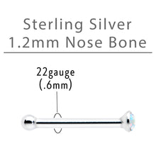 Load image into Gallery viewer, Sterling Silver 1.2mm Aurora Nose Bone Created with Crystals
