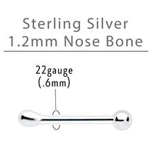 Load image into Gallery viewer, Sterling Silver 1.3mm Ball Nose Bone