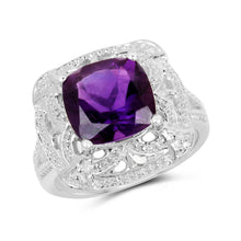 Load image into Gallery viewer, 4.35 Carat Genuine Amethyst .925 Sterling Silver Ring