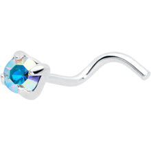 Load image into Gallery viewer, Sterling Silver 3mm Aurora Nose Ring Created with Crystals