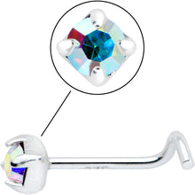 Load image into Gallery viewer, Sterling Silver 3mm Aurora Nose Ring Created with Crystals