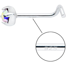 Load image into Gallery viewer, Sterling Silver 3mm Aurora Nose Ring Created with Crystals